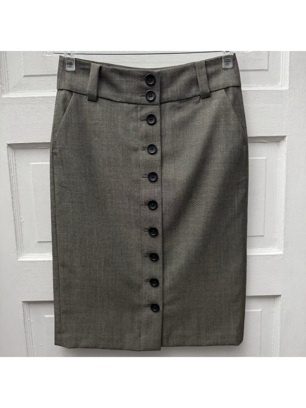 Banana Republic Olive Pencil Skirt with Front Buttons